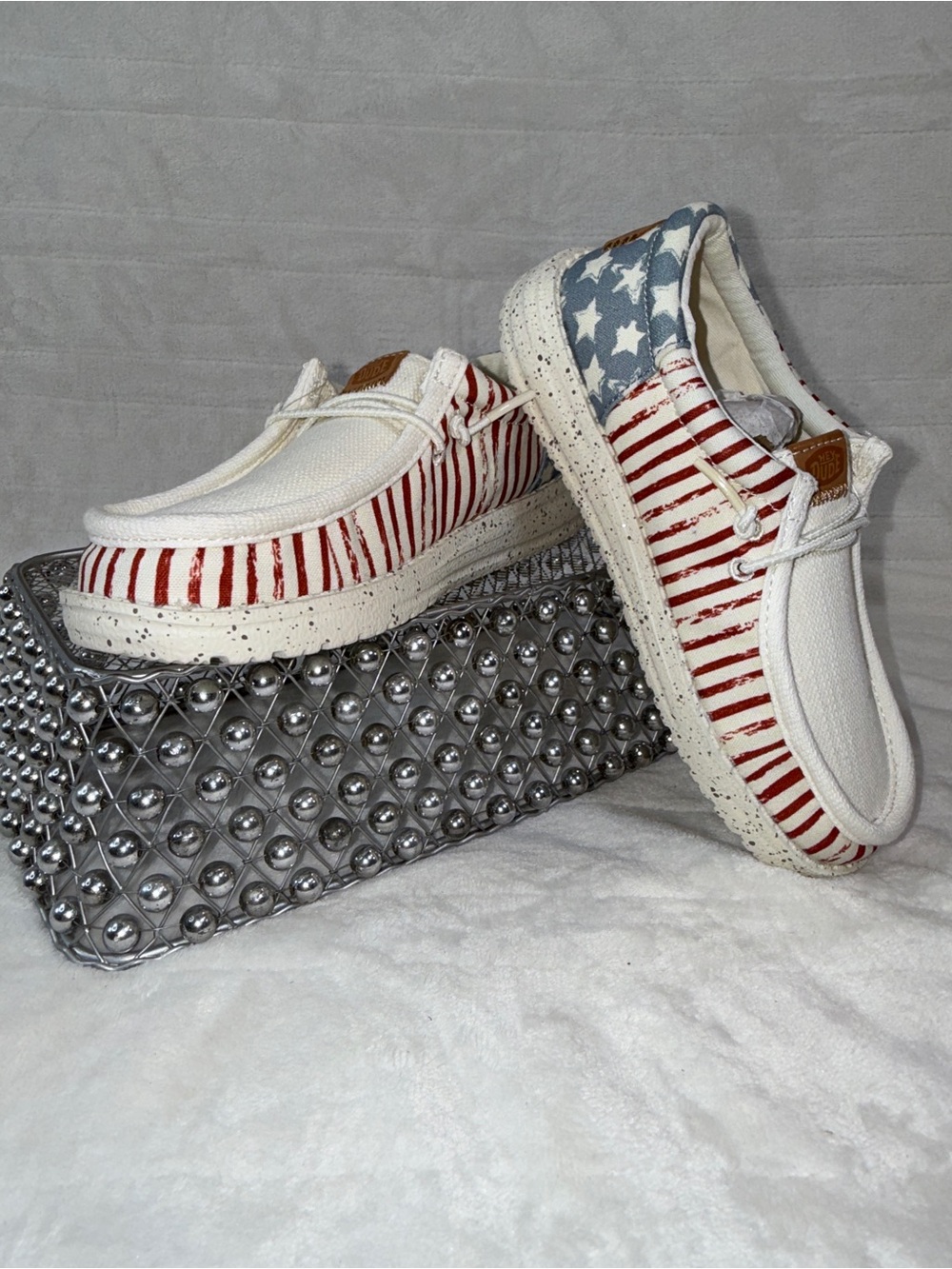🇺🇸 Hey Dude Wally Kids Patriotic American Flag Shoes 13C NWT 🇺🇸